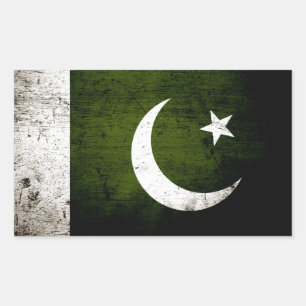 Sticker Rectangulaire Drapeau grunge noir du Pakistan