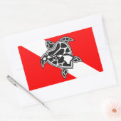Sticker Rectangulaire Drapeau Hawaii Turtle Dive (Enveloppe)