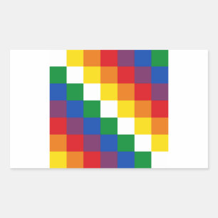 Sticker Rectangulaire Drapeau Huipala/Wipala. Qulla Suyu, une andine. Bo