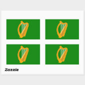 Sticker Rectangulaire drapeau irlandais de la harpe verte (Feuille)