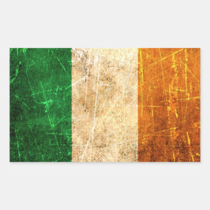 Sticker Rectangulaire Drapeau irlandais Vintage rayé et usé