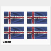 Sticker Rectangulaire Drapeau Islande (Feuille)