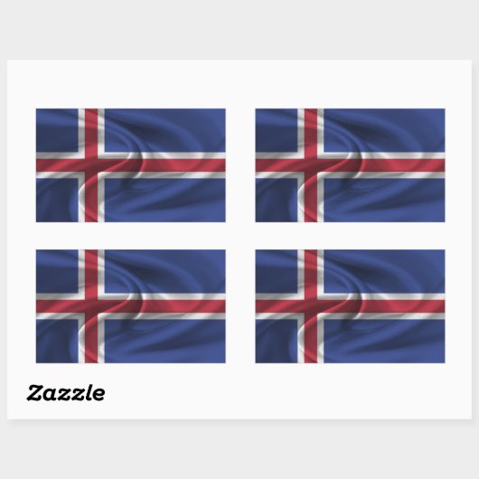 Sticker Rectangulaire Drapeau Islande (Feuille)