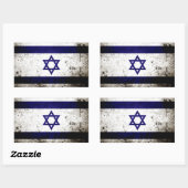 Sticker Rectangulaire Drapeau Israël noir Grunge (Feuille)