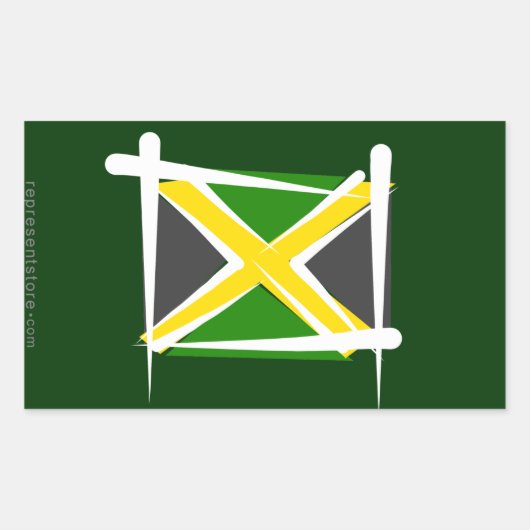 Sticker Rectangulaire Drapeau Jamaïque (Devant)