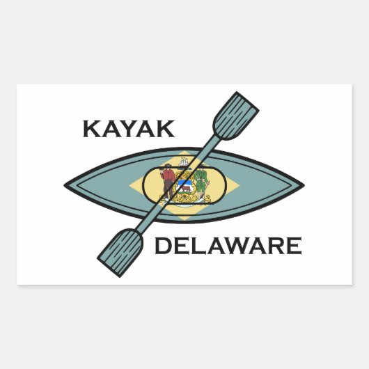 Sticker Rectangulaire Drapeau Kayak Delaware (Devant)