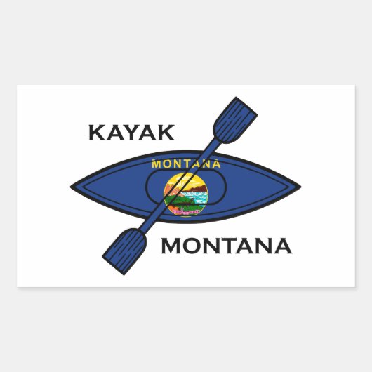 Sticker Rectangulaire Drapeau Kayak Montana (Devant)