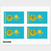 Sticker Rectangulaire Drapeau kazakh et Emblème national, Kazakhstan (Feuille)