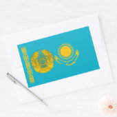 Sticker Rectangulaire Drapeau kazakh et Emblème national, Kazakhstan (Enveloppe)