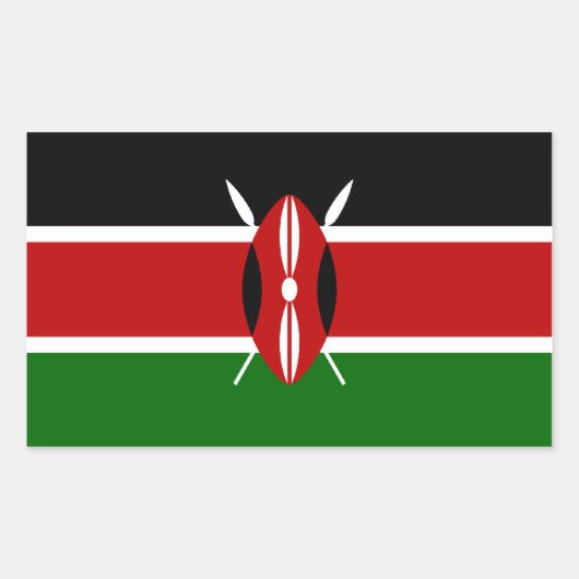 Sticker Rectangulaire Drapeau Kenya/Kenya (Devant)
