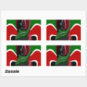 Sticker Rectangulaire Drapeau Kényan en effervescence : un art moderne d (Feuille)