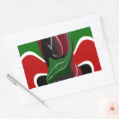 Sticker Rectangulaire Drapeau Kényan en effervescence : un art moderne d (Enveloppe)