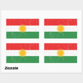 Sticker Rectangulaire Drapeau kurde griffé (Feuille)