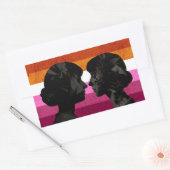 Sticker Rectangulaire Drapeau lesbien avec deux silhouettes de femme (Enveloppe)