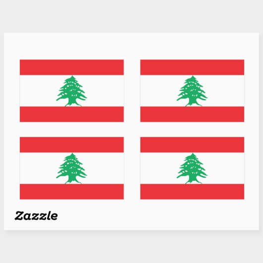 Sticker Rectangulaire Drapeau Liban/Liban (Feuille)