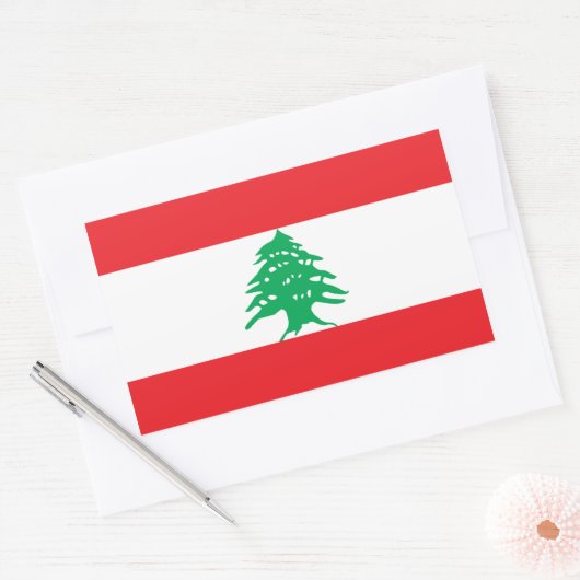Sticker Rectangulaire Drapeau Liban/Liban (Enveloppe)