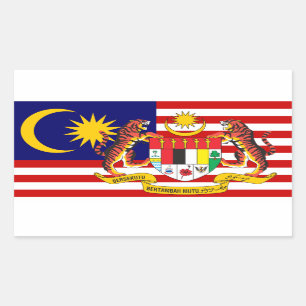 Sticker Rectangulaire Drapeau malaisien et armoiries, Drapeau de Malaisi