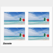 Sticker Rectangulaire Drapeau mexicain sur Sandy Beach (Feuille)
