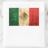 Sticker Rectangulaire Drapeau mexicain Vintage rayé et usé (Sac)