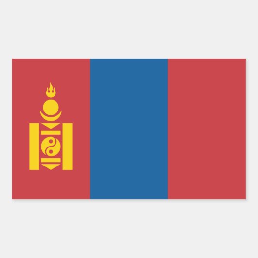 Sticker Rectangulaire Drapeau Mongolie/Mongolie (Devant)