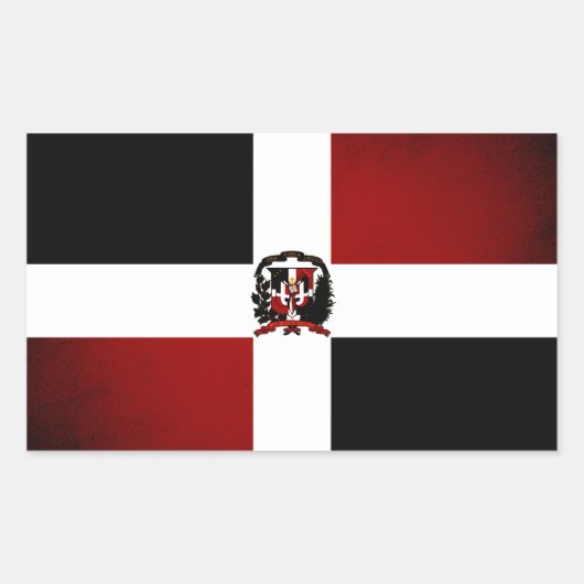 Sticker Rectangulaire Drapeau Monochrome République Dominicaine (Devant)