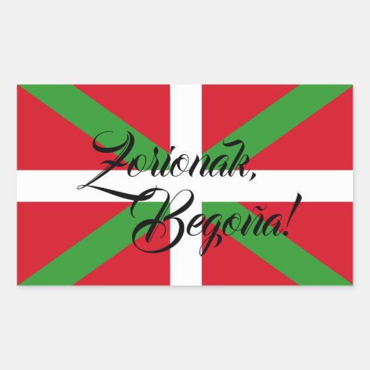Sticker Rectangulaire Drapeau national basque traditionnel Ikurriña : (Devant)