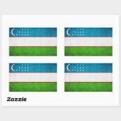 Sticker Rectangulaire Drapeau national de l'Ouzbékistan (Feuille)