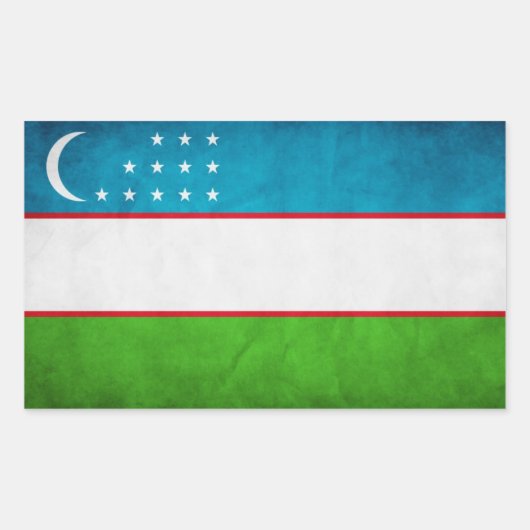 Sticker Rectangulaire Drapeau national de l'Ouzbékistan (Devant)