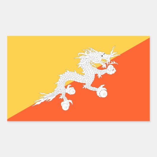 Sticker Rectangulaire Drapeau national du Dragon de Thunder au Bhoutan (Devant)