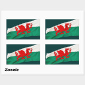 Sticker Rectangulaire Drapeau national du Pays de Galles, Le Dragon Roug (Feuille)