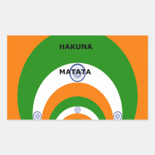 Sticker Rectangulaire Drapeau national indien design avec "Hakuna Mat
