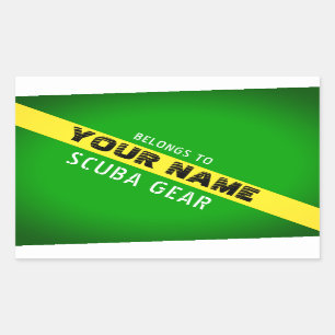 STICKER RECTANGULAIRE DRAPEAU NITROX. MARQUE ÉQUIPEMENT AVEC NOM PERSON