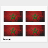 Sticker Rectangulaire Drapeau noir du Maroc Grunge (Feuille)