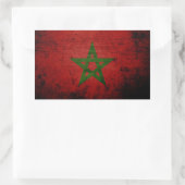 Sticker Rectangulaire Drapeau noir du Maroc Grunge (Sac)