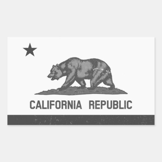 Sticker Rectangulaire Drapeau noir et blanc de la Californie (Devant)