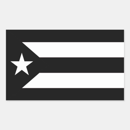 Sticker Rectangulaire Drapeau noir et blanc de la résistance Porto Rico (Devant)