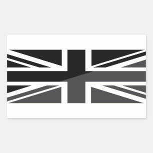 Sticker Rectangulaire Drapeau noir et gris d'Union Jack les Anglais