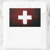 Sticker Rectangulaire Drapeau noir Grunge Suisse (Sac)