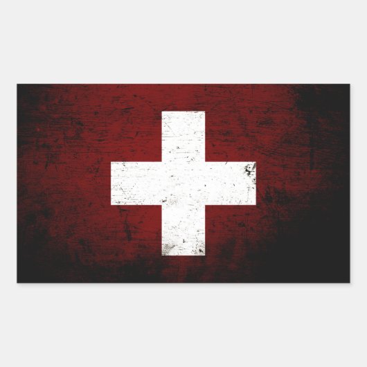 Sticker Rectangulaire Drapeau noir Grunge Suisse (Devant)