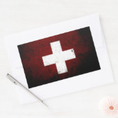 Sticker Rectangulaire Drapeau noir Grunge Suisse (Enveloppe)