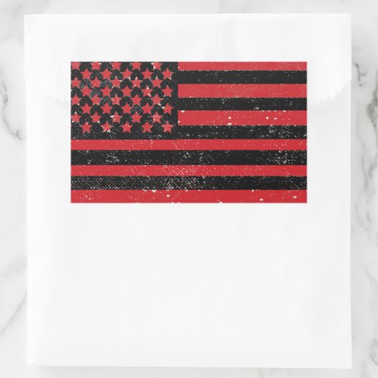 Sticker Rectangulaire Drapeau noir rouge (Sac)