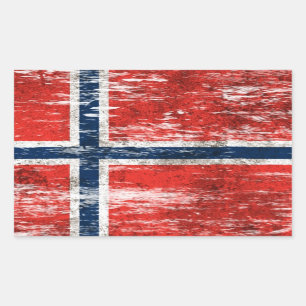 Sticker Rectangulaire Drapeau norvégien éraillé et porté