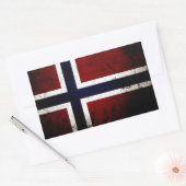 Sticker Rectangulaire Drapeau norvégien noir Grunge (Enveloppe)