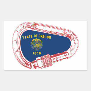 Sticker Rectangulaire Drapeau Oregon Escalade carabiner