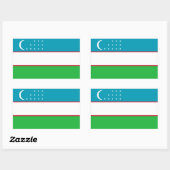 Sticker Rectangulaire Drapeau ouzbek/ouzbek/ouzbek (Feuille)