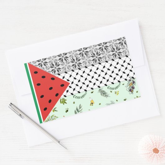 Sticker Rectangulaire Drapeau palestinien (Enveloppe)