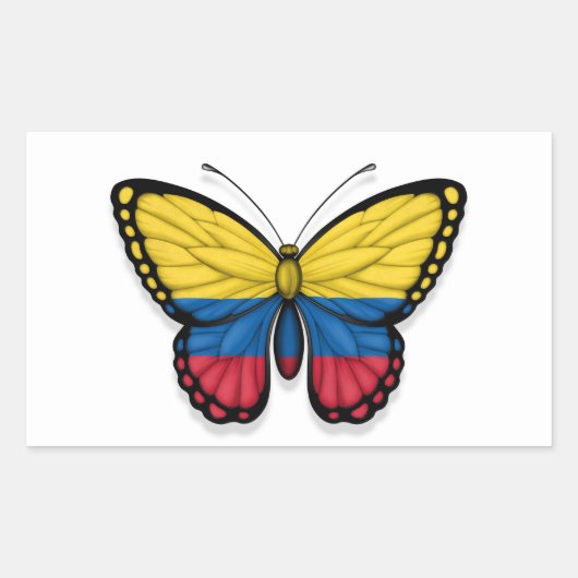 Sticker Rectangulaire Drapeau papillon colombien (Devant)