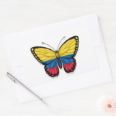 Sticker Rectangulaire Drapeau papillon colombien (Enveloppe)
