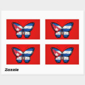 Sticker Rectangulaire Drapeau papillon cubain en rouge (Feuille)
