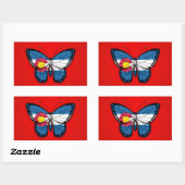 Sticker Rectangulaire Drapeau papillon du Colorado sur rouge (Feuille)